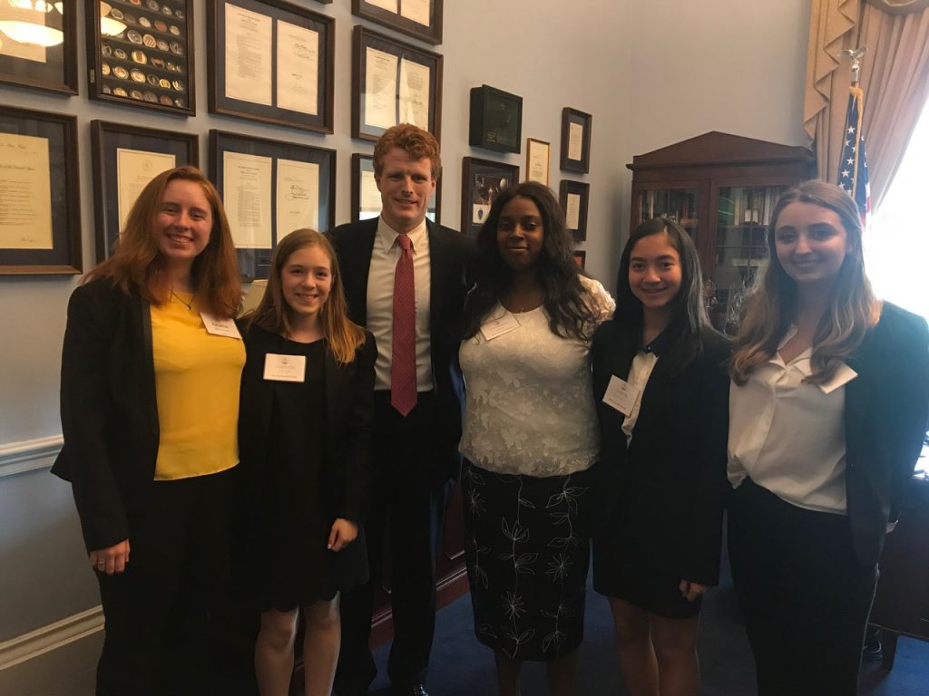 Noelle Stockwell and fellow interns with Congressman Joe Kennedy III. 