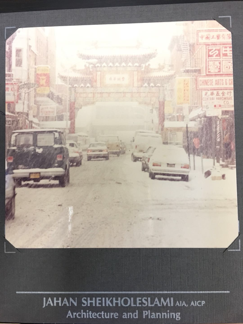 An old photo of snow-covered Chinatown found on the first few days of work.