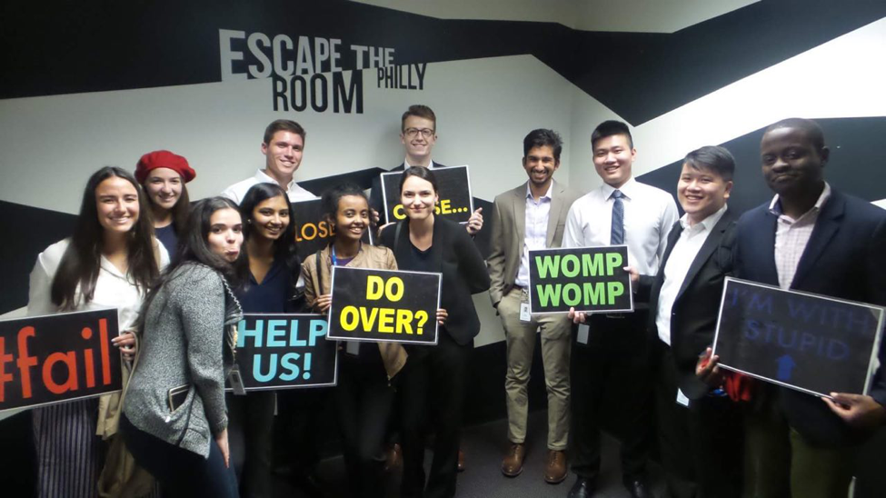 Sorenie Gudissa and other Glenmede interns at Escape the Room Philly